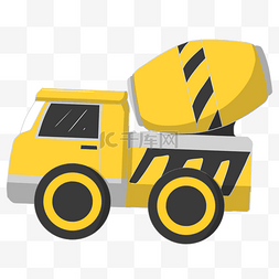 工程车手绘图片_黄色的工程车插画