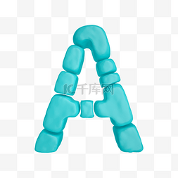 C4D柔体泡沫立体字母A元素