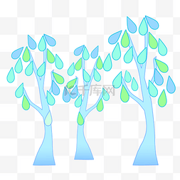 蓝色的抽象植物插画
