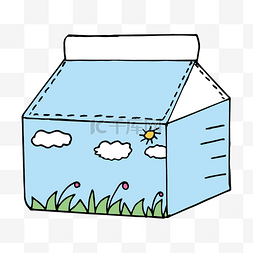 手绘卡通牛奶盒子