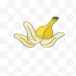 剥开的香蕉图片_手绘水彩黄色香蕉皮