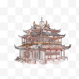 岳阳楼景区图片_元代岳阳楼卡通插画