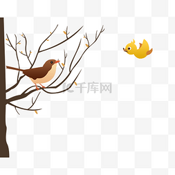 树小鸟卡通图片_树枝和小鸟PNG