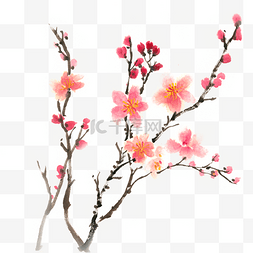 水墨国画梅花图片_梅花盛开水墨画PNG免抠素材