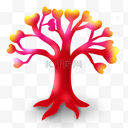 树木公益图片_公益红色的心形插画