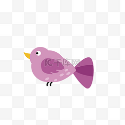 一只扁平化的紫色小鸟