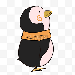 围巾企鹅图片_黑色手绘小企鹅