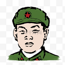 革命军人军人图片_建军节手绘军人头像卡通形象