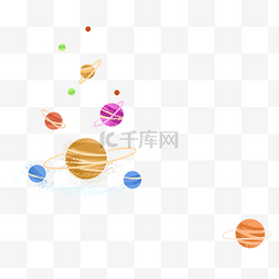 点缀修饰图片_卡通彩色的糖果星球漂浮点缀背景