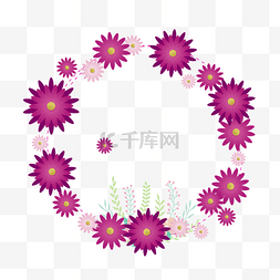 清新紫色花朵边框
