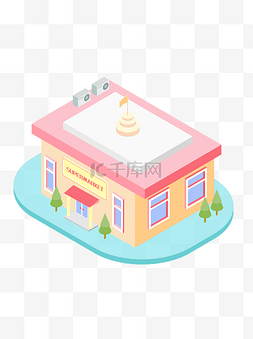 2d房子图片_2.5D小清新糖果色房屋建筑