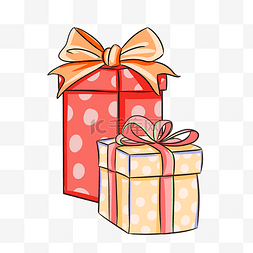 红色礼物盒手绘图片_手绘新年大礼包插画