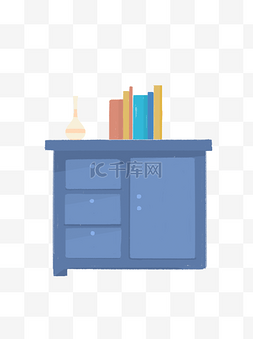 蓝色柜子书台元素