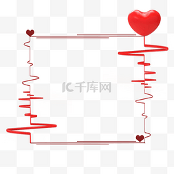 红色创意心电图边框