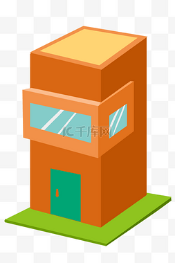 简约2.5D橘色房屋插画