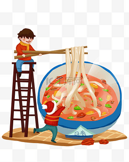 肥肠汤面图片_卡通手绘美味腊八面插画