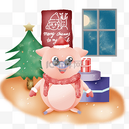 圣诞节日猪猪