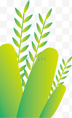 小草装饰图案图片_小清新绿色叶子装饰图案