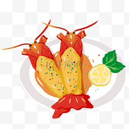 小龙虾手绘图片_美味小龙虾手绘插画