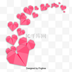 妇女节折纸图片_情人节爱情红色折纸风格材料