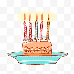 手绘生日蜡烛和蛋糕PNG免抠素材
