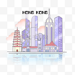 城市中的高塔图片_香港城市地标夜色PNG建筑