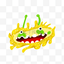 小肠图片_卡通黄色细菌插画