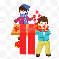 2019家人图片_新年买年货手绘插画