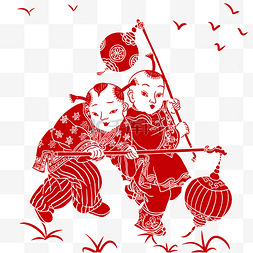 过年孩子图片_剪纸过年孩子