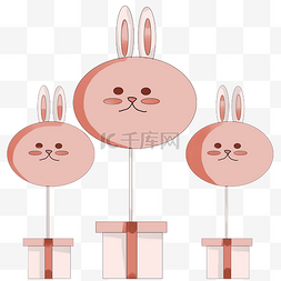 小兔子气球礼物插画