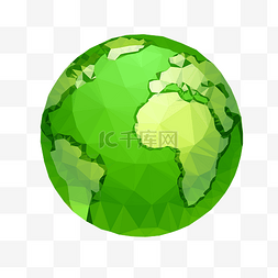 绿色环保矢量图片_卡通手绘地球lowploy风格矢量图