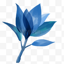 简易植物图片_卡通蓝色的植物免抠图