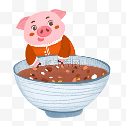 手绘卡通猪猪元素图片_春节腊八习俗猪年素材
