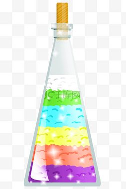 瓶子唯美图片_梦幻彩色瓶子插画