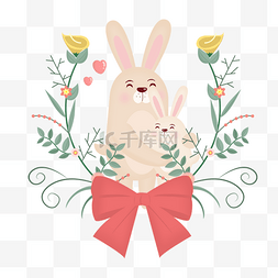 可爱兔子小清新卡通插画
