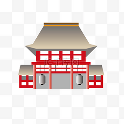 红色的房屋建筑插画