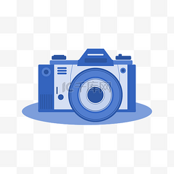 数码照相机图片_矢量手绘蓝色的相机