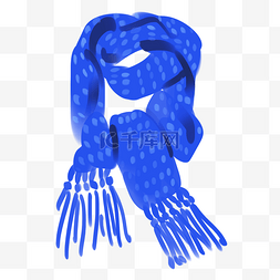 蓝色的围巾手绘插画