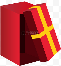 红色节日礼盒装饰矢量透明png