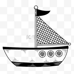 手绘小型帆船插画