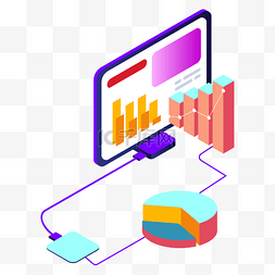 2.5d彩色商务立体信息图表装饰