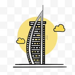 迪拜奢侈品图片_迪拜景点地标建筑插画