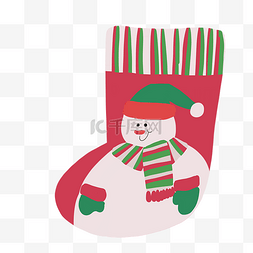 圣诞快乐英文字母图片_圣诞节雪人袜子手绘插画素材