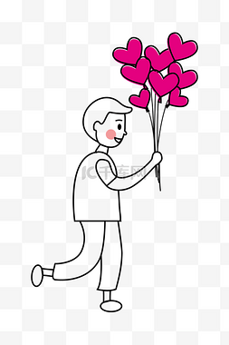 情人节线描气球插画