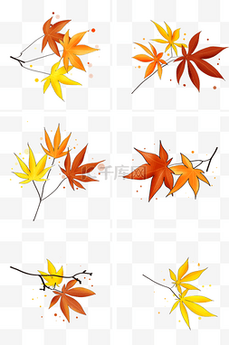 秋季树木插画图片_立秋节气手绘红色枫叶
