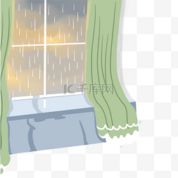 线稿室内图片_一个下雨天的窗台