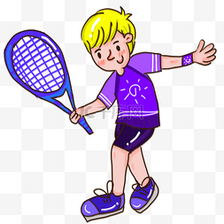 运动卡通打网球图片_打网球的卡通男孩
