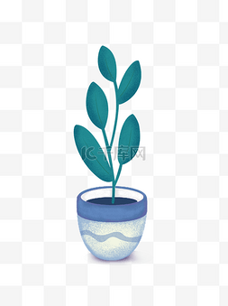 植物彩绘图案图片_彩绘微立体绿色植物盆栽元素
