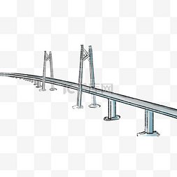 线稿伦敦大桥图片_创意手绘卡通港珠澳大桥