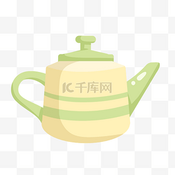 小茶壶图片_手绘黄绿色茶壶插画